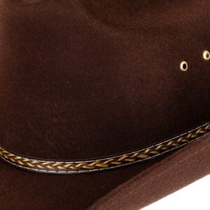 Queue Essentials Western Style Pinch Front Straw Canvas Cowboy Cowgirl Straw Hat (Felt Brown, LXL)