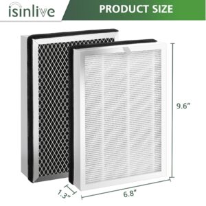 isinlive 25 Replacement Filter Compatible with 25 Air Purifier S1/W1/B1, 3-in-1 H13 True HEPA Activated Carbon Filter, 4 Pack