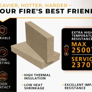 GIRtech USL Intermediate Fire Brick 2500F Pack of 6 Fire Bricks for Internal Lining Heating Units Insulating Warming layer for Fireplace, Steel Furnace, Wood Stove, Ceramic Oven Kiln, Blacksmith Forge