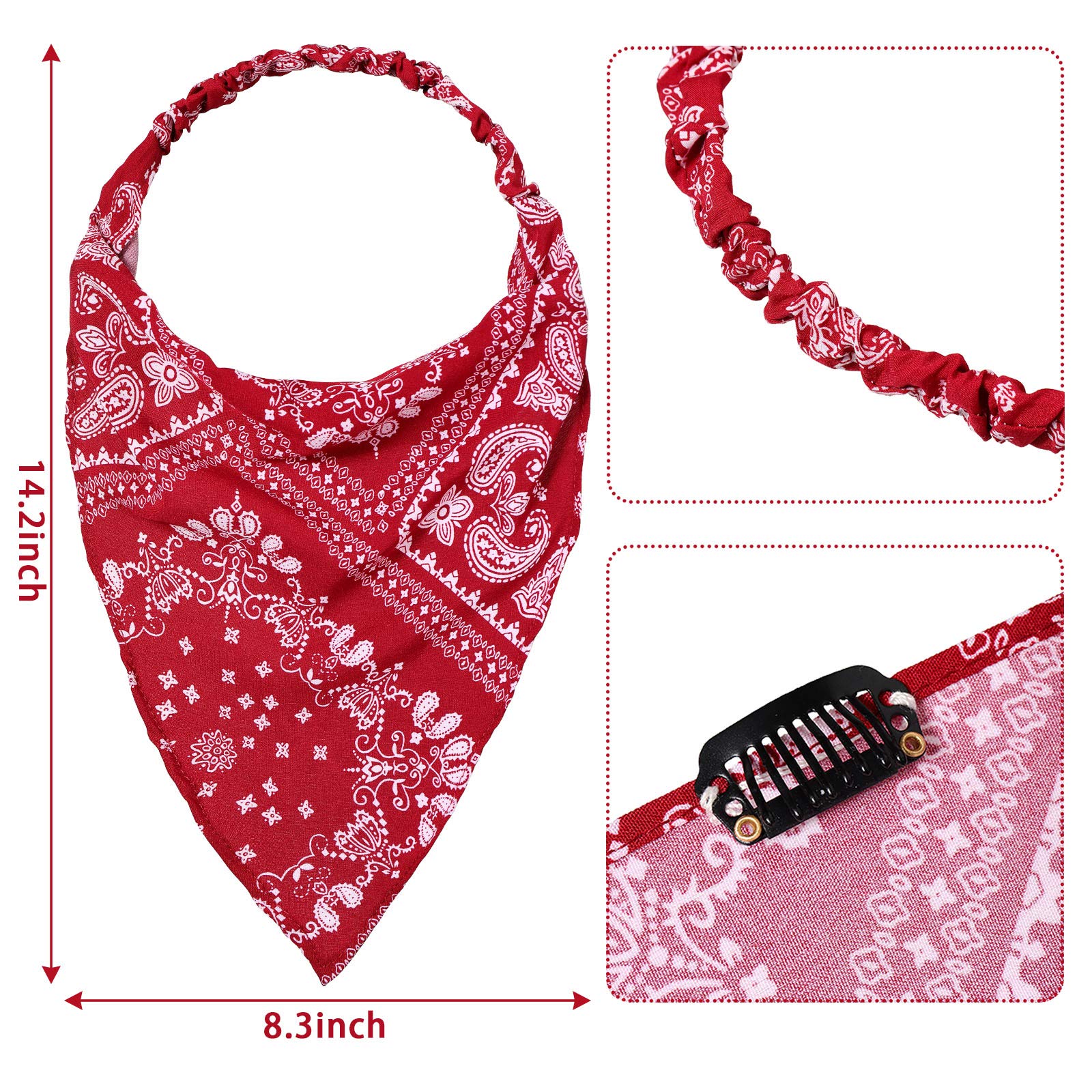 Syhood 4 Pieces Elastic Hair Scarf Headband Print Vintage Turban Hair Scarves Headwrap Triangle Kerchief Head Scarf Hair Bandanas for Women Girls