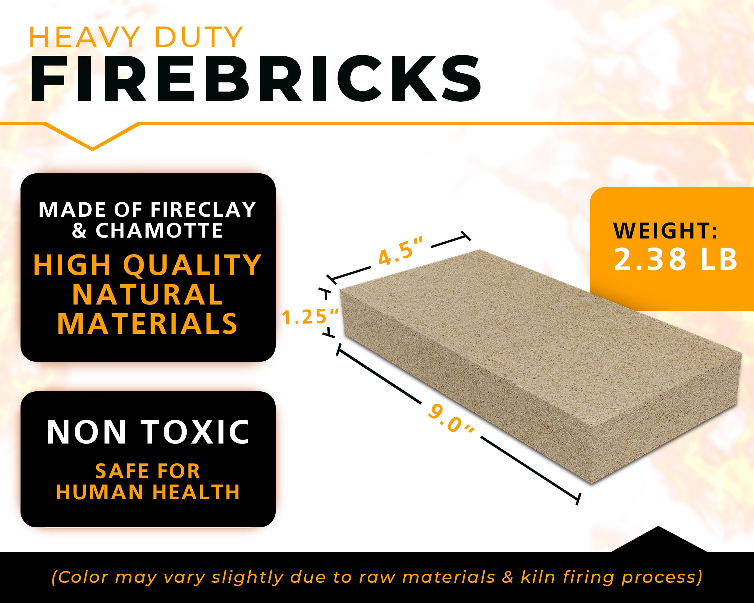 GIRtech USL Intermediate Fire Brick 2500F Pack of 6 Fire Bricks for Internal Lining Heating Units Insulating Warming layer for Fireplace, Steel Furnace, Wood Stove, Ceramic Oven Kiln, Blacksmith Forge