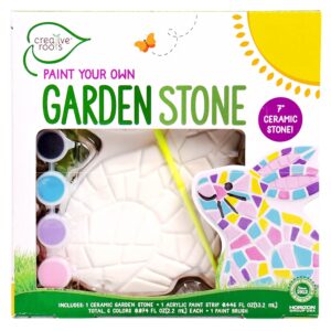 creative roots paint your own bunny garden stone, craft kits, stepping stones kit for kids, ceramics to paint, ages 6+