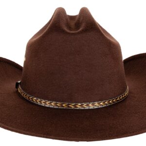 Queue Essentials Western Style Pinch Front Straw Canvas Cowboy Cowgirl Straw Hat (Felt Brown, LXL)