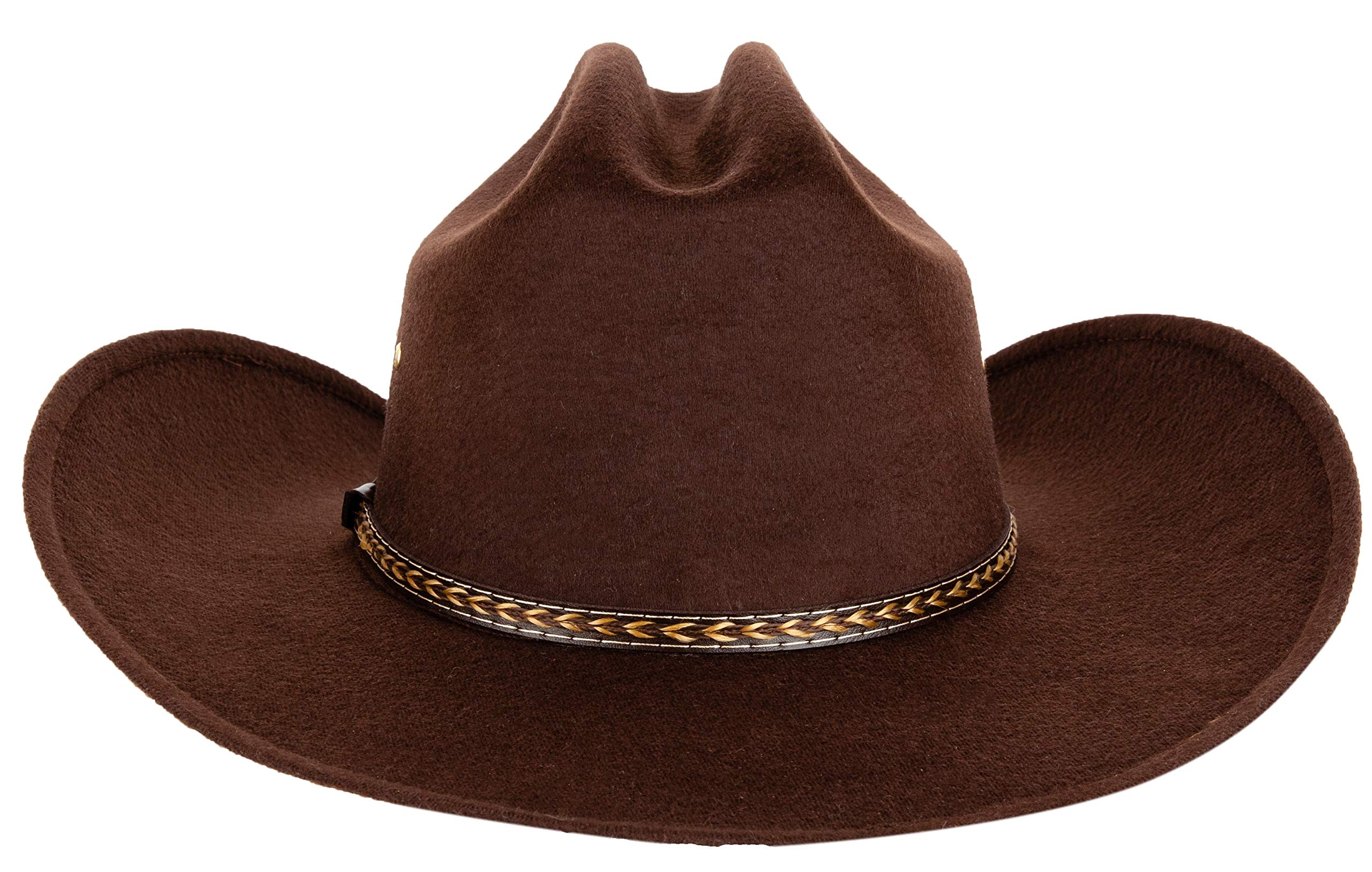 Queue Essentials Western Style Pinch Front Straw Canvas Cowboy Cowgirl Straw Hat (Felt Brown, LXL)