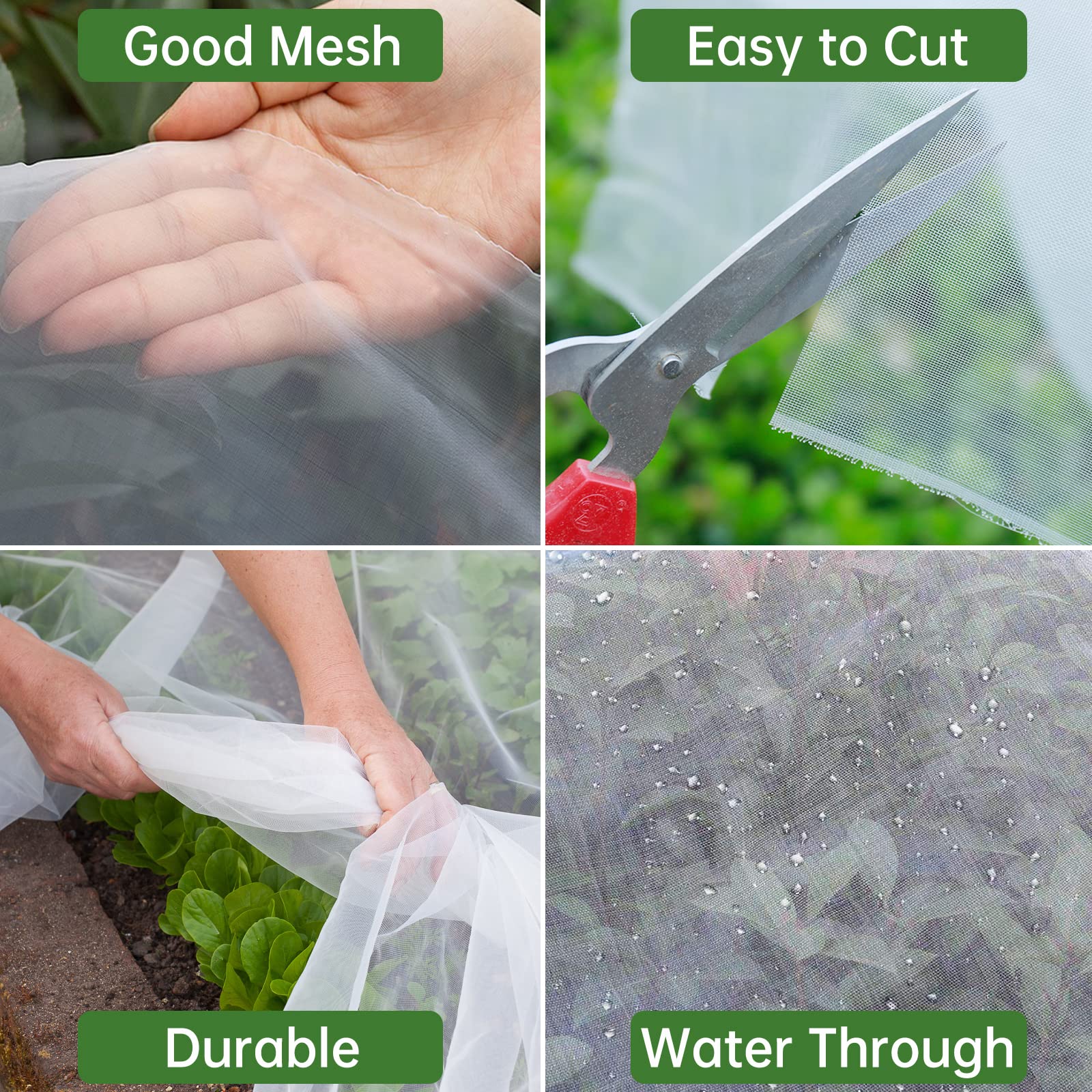 BILIENTE Garden Netting Fine Mesh(8ft x 33ft),Mosquito Netting, Garden Insect Screen Plant Covers for Protect Vegetable Plants Fruits Flowers Crops