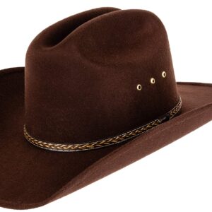 Queue Essentials Western Style Pinch Front Straw Canvas Cowboy Cowgirl Straw Hat (Felt Brown, LXL)