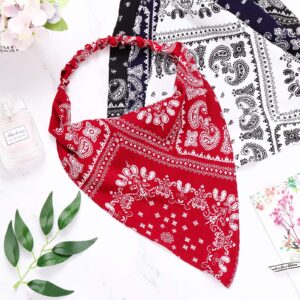 Syhood 4 Pieces Elastic Hair Scarf Headband Print Vintage Turban Hair Scarves Headwrap Triangle Kerchief Head Scarf Hair Bandanas for Women Girls