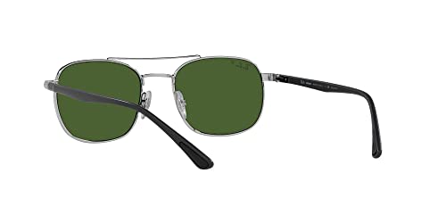 Ray-Ban RB3670CH Chromance Square Sunglasses, Silver/Polarized Dark Green, 54 mm