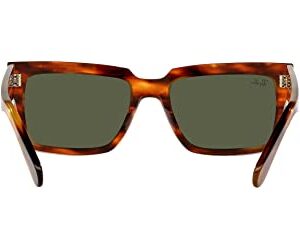 Ray-Ban RB2191 Inverness Rectangular Sunglasses, Striped Havana/Green, 54 mm