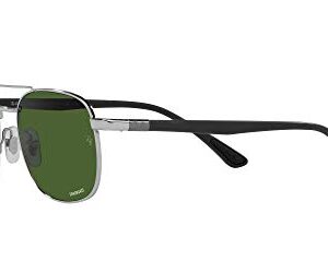 Ray-Ban RB3670CH Chromance Square Sunglasses, Silver/Polarized Dark Green, 54 mm