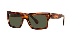 ray-ban rb2191 inverness rectangular sunglasses, striped havana/green, 54 mm