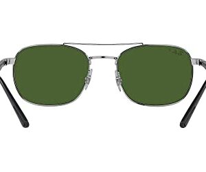 Ray-Ban RB3670CH Chromance Square Sunglasses, Silver/Polarized Dark Green, 54 mm