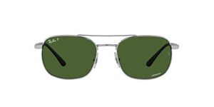 ray-ban rb3670ch chromance square sunglasses, silver/polarized dark green, 54 mm