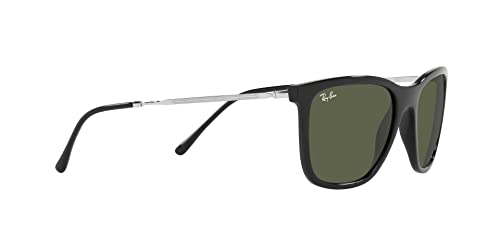 Ray-Ban Rb4344 Square Sunglasses, Black/Green, 56 mm