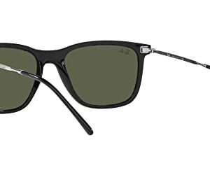 Ray-Ban Rb4344 Square Sunglasses, Black/Green, 56 mm