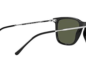 Ray-Ban Rb4344 Square Sunglasses, Black/Green, 56 mm