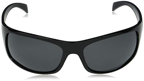 Peppers Sport Polarized Oval Sunglasses, Shiny Black, 66x19x125mm