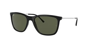 ray-ban rb4344 square sunglasses, black/green, 56 mm