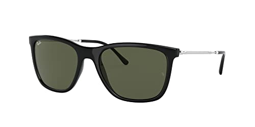 Ray-Ban Rb4344 Square Sunglasses, Black/Green, 56 mm