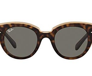 Ray-Ban Women's RB2192 Roundabout Round Sunglasses, Havana On Transparent Brown/Dark Grey, 47 mm