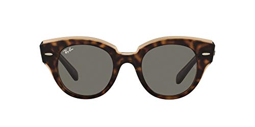 Ray-Ban Women's RB2192 Roundabout Round Sunglasses, Havana On Transparent Brown/Dark Grey, 47 mm