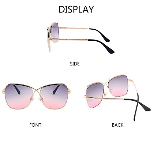 FEISEDY Womens Cute Sunglasses Oversized Butterfly X Shape Design Cateye Lady Sunglasses B2738