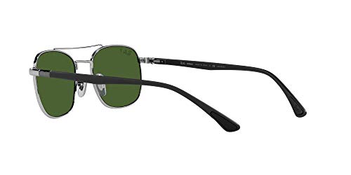 Ray-Ban RB3670CH Chromance Square Sunglasses, Silver/Polarized Dark Green, 54 mm