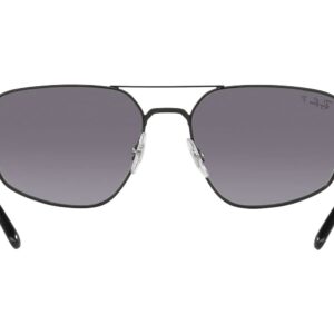 Ray-Ban Rb3666 Rectangular Sunglasses, Black/Grey Mirrored Gradient Polarized, 56 mm