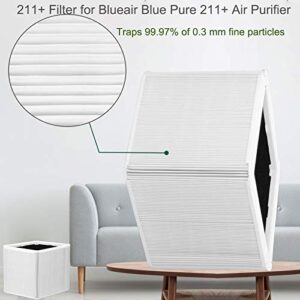 FFsign 211+ Replacement Filter for Blueair Blue Pure 211+, Foldable Particle and Activated Carbon Filter