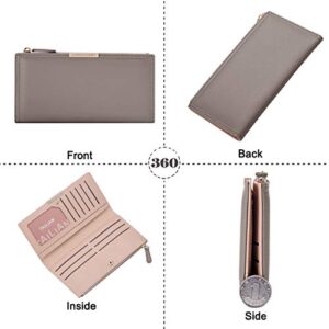 FFpaw Wallet Women RFID Small Womens Wallet Slim Multi Card Wallet Case Credit Card Holder for Women Leather Wallet Lady Zipper Coin Pocket & ID Window & Money Organizers