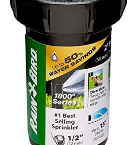 Rain Bird 1802QDSPRS Pressure Regulating (PRS) Professional Dual Spray Pop-Up Sprinkler, 90° Quarter Circle Pattern, 8' - 15' Spray Distance, 2" Pop-up Height , Black