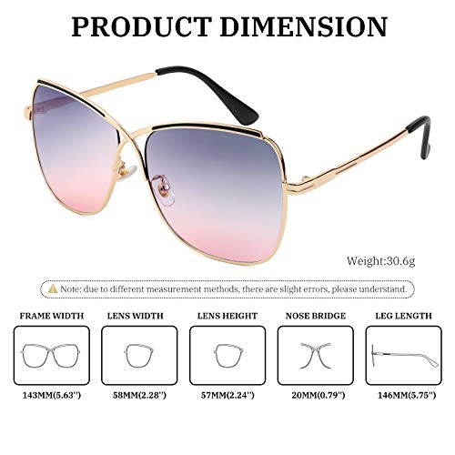 FEISEDY Womens Cute Sunglasses Oversized Butterfly X Shape Design Cateye Lady Sunglasses B2738