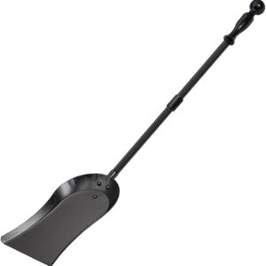 AMAGABELI GARDEN & HOME 32" Fireplace Shovel for Ash Heavy Duty Ash Shovel Gardening Fireplace Tools Wrought Iron Long Handle BBQ Grill Campfire Indoor Outdoor Wood Stove Hearth Accessories Black