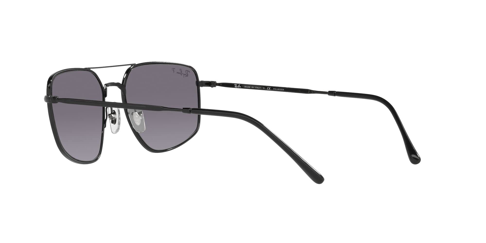 Ray-Ban Rb3666 Rectangular Sunglasses, Black/Grey Mirrored Gradient Polarized, 56 mm