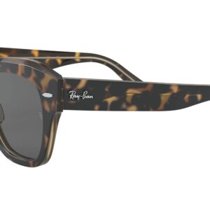 Ray-Ban RB2186 State Street Square Sunglasses, Havana On Transparent Brown/Dark Grey, 52 mm