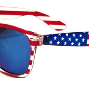 V.W.E. Classic American Patriot Flag Mirror Sunglasses USA - Transparent Frame (Blue Mirror)