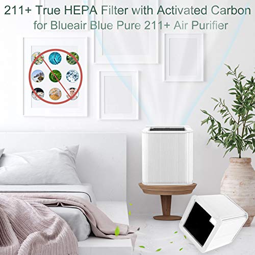 FFsign 211+ Replacement Filter for Blueair Blue Pure 211+, Foldable Particle and Activated Carbon Filter