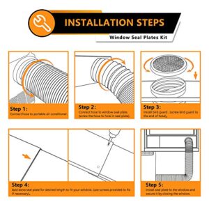 LBG Products Portable Air Conditioner Window Seal Plates Kit, Vertical AC Window Unit, Adjustable Seal AC Window Vent Kit for Exhaust Hose, Universal for Ducting with 5 inches Diameter