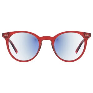 Kate Spade New York Women's Misa Blue Light Reading Glasses Round, Red/Demo Lens, 49mm, 21mm + 2.5