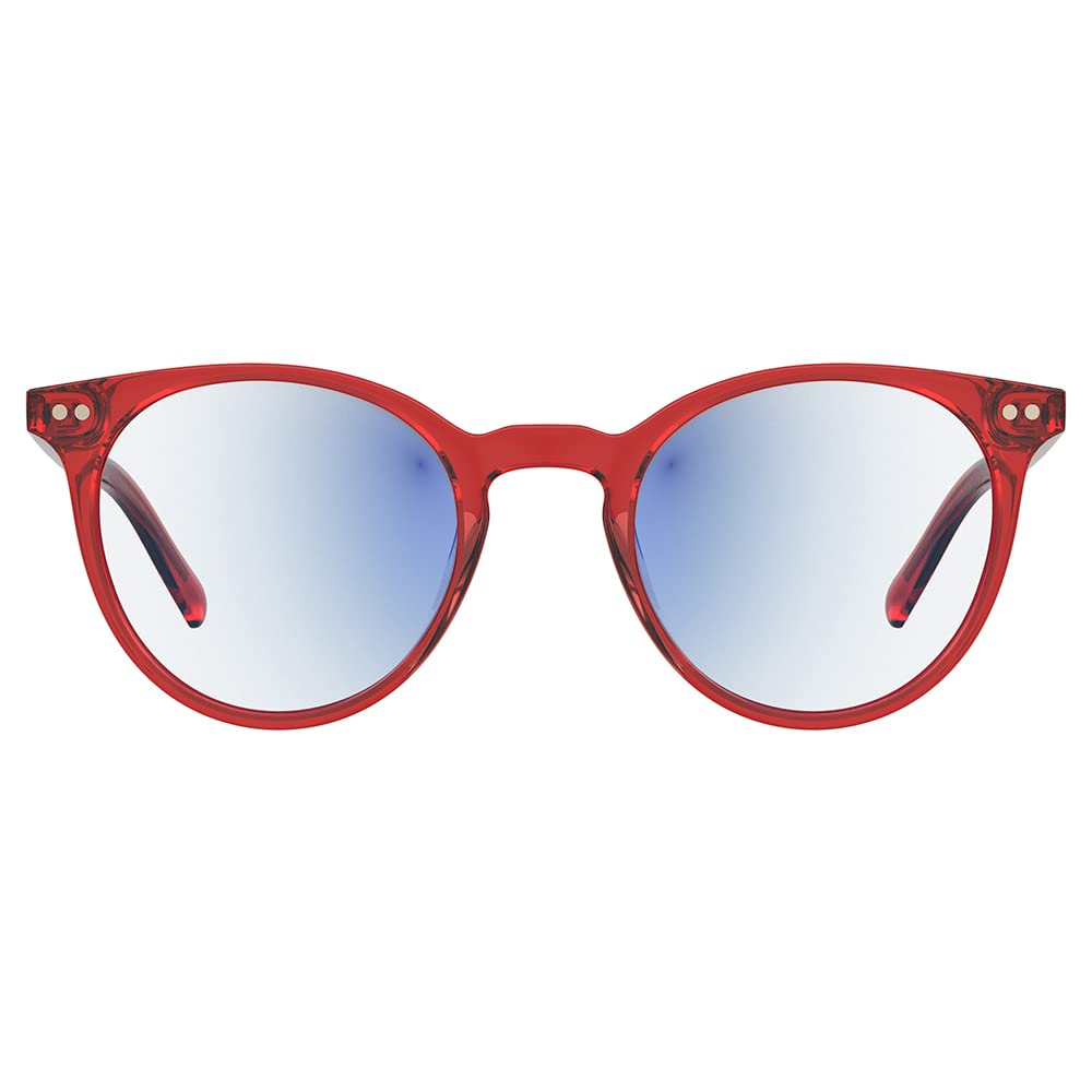 Kate Spade New York Women's Misa Blue Light Reading Glasses Round, Red/Demo Lens, 49mm, 21mm + 2.5