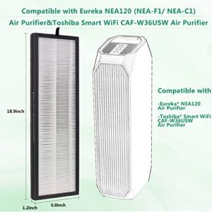 Eureka NEA120 True HEPA Filter, Compatible with Eureka Instant Clear NEA120 (NEA-F1/ NEA-C1) and Toshiba Smart WiFi (CAF-W36USW) Air Purifier, 2 pack