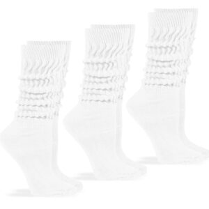 Jefferies Socks Womens Slouch Cotton Knit Socks 3 Pair Pack (Large, White)