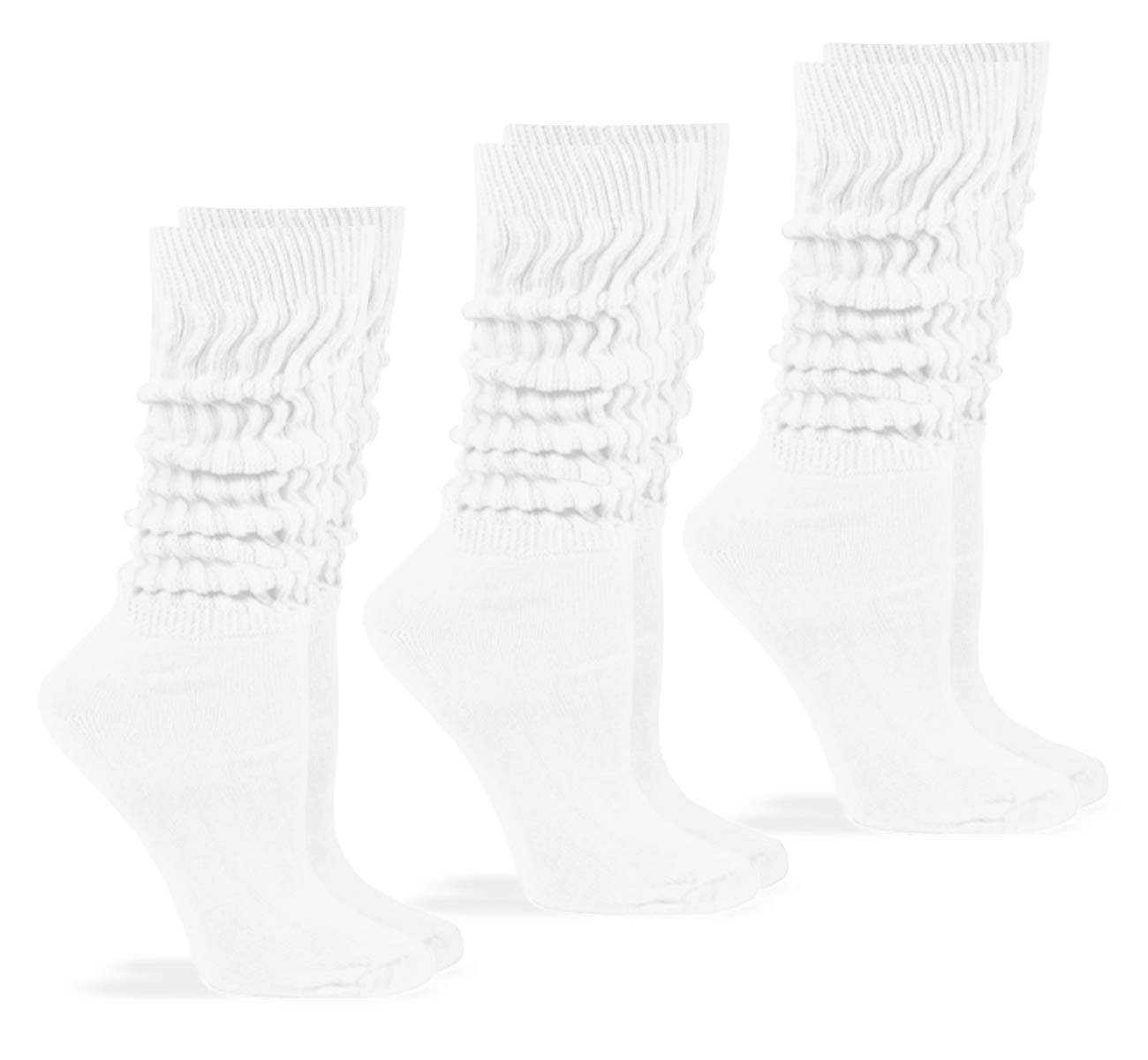 Jefferies Socks Womens Slouch Cotton Knit Socks 3 Pair Pack (Large, White)