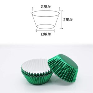 Cupcake Liners Green,GOLF Standard Size Green Foil Cupcake Liners Wrappers Metallic Baking Cups,Muffin Paper Cases, 100 Pack