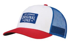 taylormade golf standard lifestyle trucker hat, red/white/blue, ns