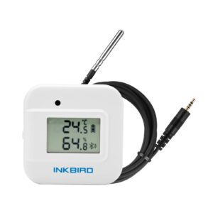 inkbird smart thermometer temperature and humidity monitor hygrometer indoor, free app for ios and android, ibs-th2 plus version supports external temperature probe and digital display.