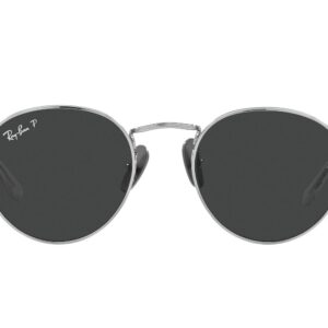 Ray-Ban RB8247 Round Titanium Sunglasses, Silver/Black Polarized, 50 mm