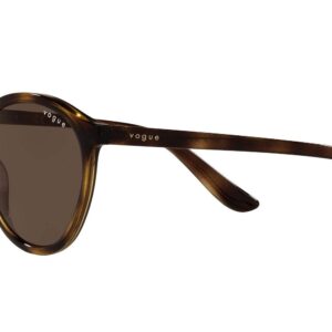 Vogue Eyewear Women's VO5374SF Low Bridge Fit Round Sunglasses, Dark Havana/Dark Brown, 55 mm