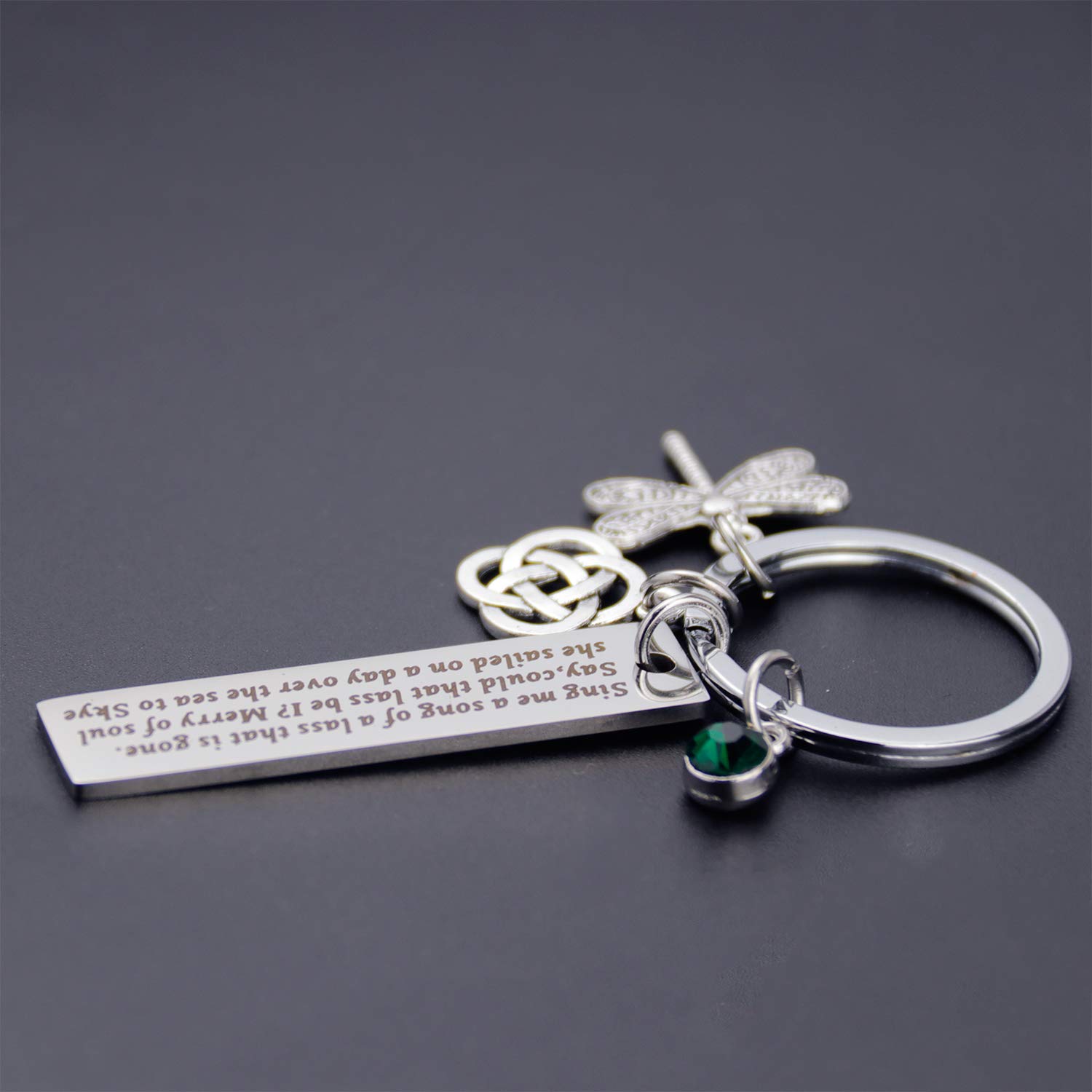 Outlanden Theme Gift Sing Me a Song of a Lass That is Gone Lyrics Dragonfly Keychain Claire Jamie Fraser Lover Gift for Outlander Fans Inspired Jewelry (Keychain)