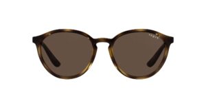 vogue eyewear women's vo5374sf low bridge fit round sunglasses, dark havana/dark brown, 55 mm